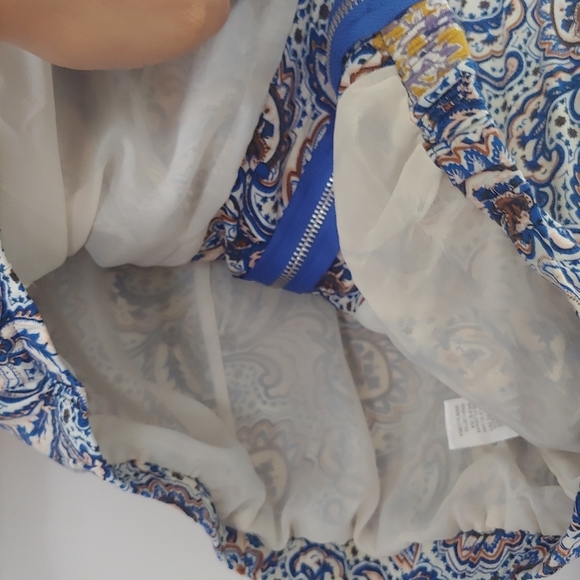 Umgee Boho Paisley Yellow Blue Bomber Jacket Medium Mixed Print - Picture 6 of 11